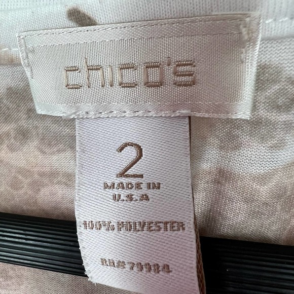 Chicos Size 2 LARGE Embellished Blouse Shirt Top 3/4 Sleeve Business Floral - Picture 3 of 7